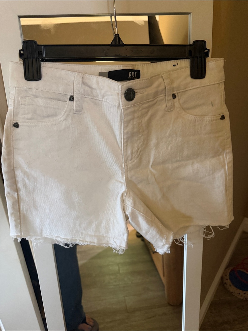 Kut from the Kloth White Raw-Hem Denim Shorts